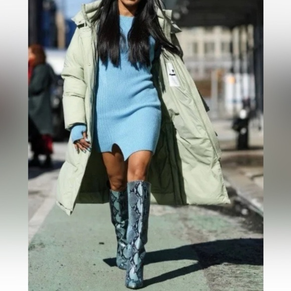 Gianni Bini Lennoxe Teal Leather Boots SLIM CALF Size 7